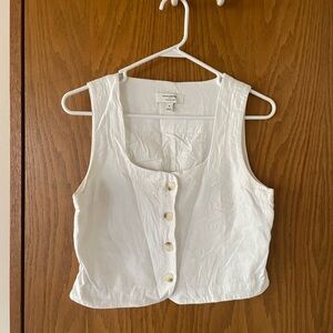 Banana Republic Factory White Button-Up Crop Top